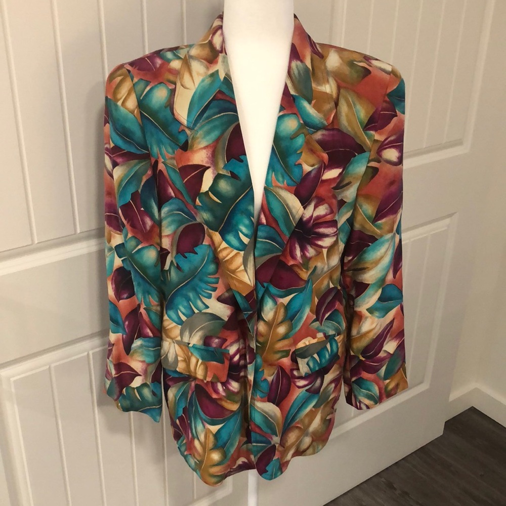 Silk Floral VTG 80's Liz Claiborne Collection Blazer